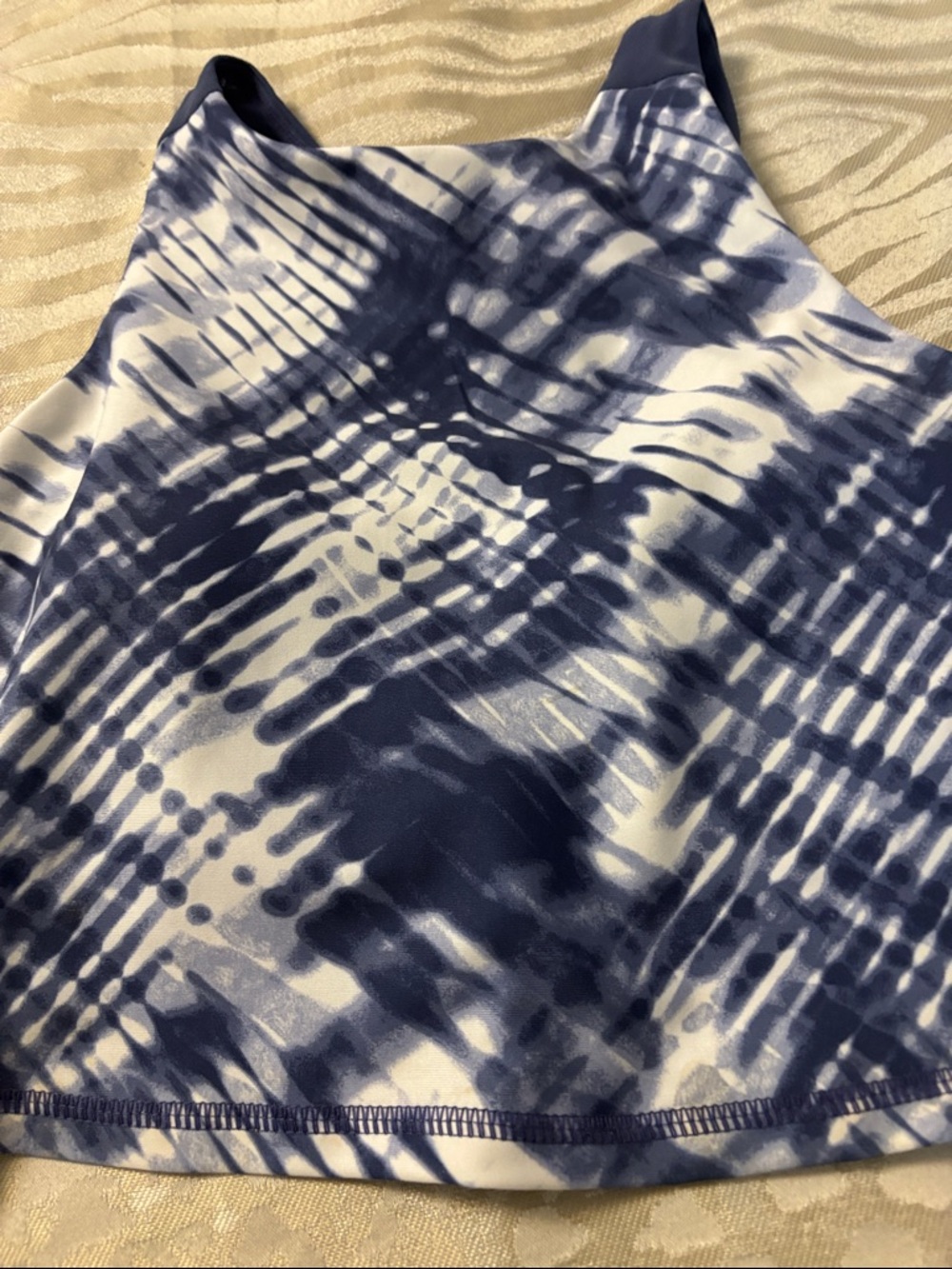 Joe Fresh Navy & White Tie-Dye Scoop Neck Tank